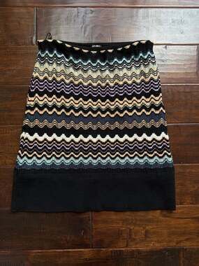 M Missoni Multicolor Zigzag Chevron Knit Skirt Size 46